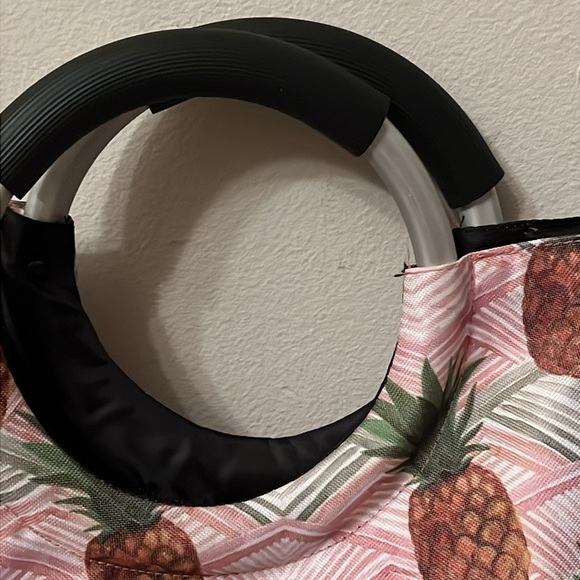 Tropical Pineapple Fruit Handbag Large Round Grip Handle Spring Summer Beach OS - Picture 3 of 5